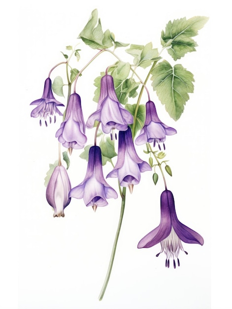 Rendu aquarelle de Jovellana Violacea AI généré