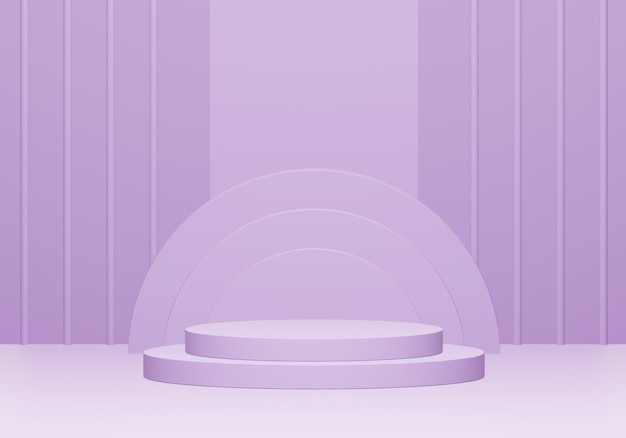 Rendu d'arrière-plan 3d du podium d'affichage violet rose avec demi-cercle pour la maquette du produit