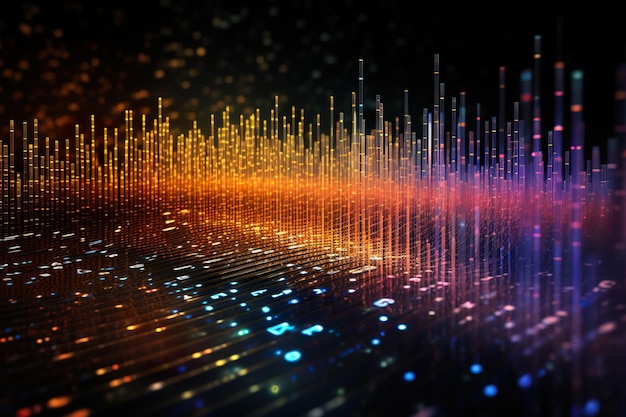 Un rendu d'un arrière-plan de réseau de code binaire de données technologiques