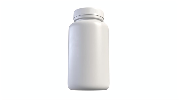 D rendu de bouteille en plastique blanc avec des pilules isolées