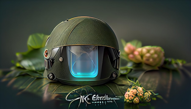 Rendu d'un casque de sécurité futuriste militaire numérique. rendu 3d. Illustration raster.