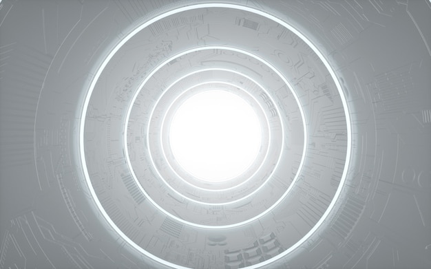 Rendu Cinema 4D de fond circulaire avec des lumières blanches pour la maquette d'affichage
