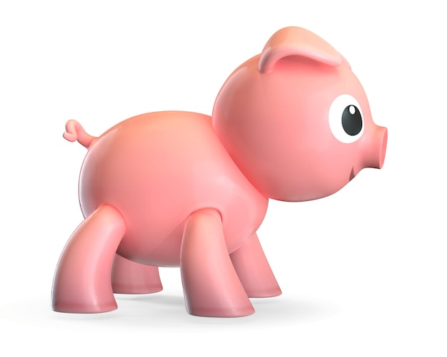 D rendu de cochon jouet rose en plastique isolated on white