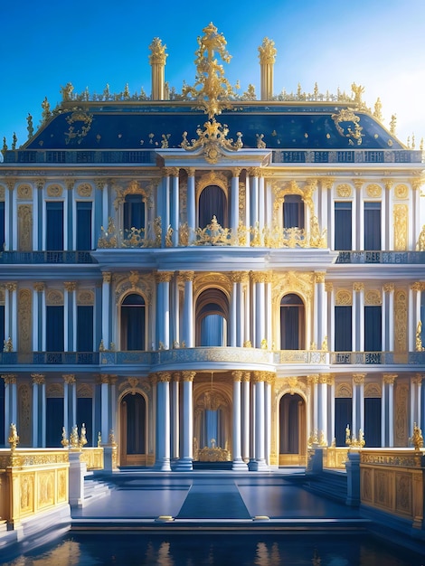 Un rendu détaillé du château de Versailles avec son architecture complexe