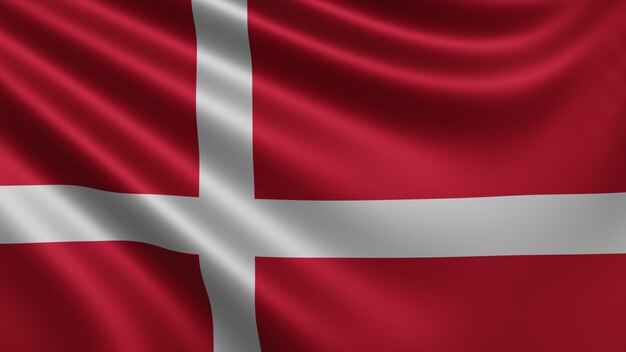 Le rendu du drapeau du Danemark flotte dans le vent en gros plan le drapeau national du Danemark flotte en 4k