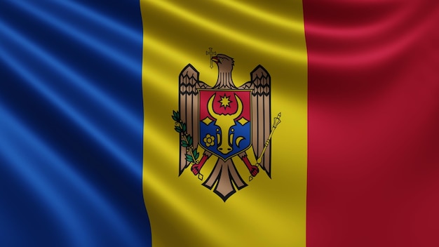 Le rendu du drapeau de la Moldavie flotte dans le vent en gros plan le drapeau national de la Moldavie flotte en 4k