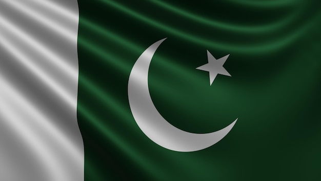 Le rendu du drapeau pakistanais flotte dans le vent en gros plan le drapeau national pakistanais flotte en 4k