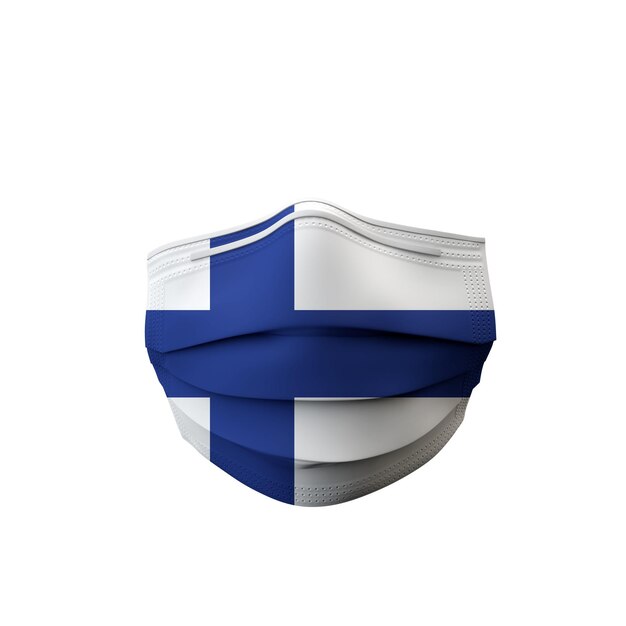 Rendu du masque médical de protection du drapeau de la Finlande