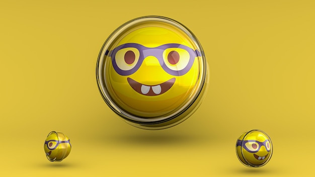 Rendu d'emoji 3d de visage de nerd