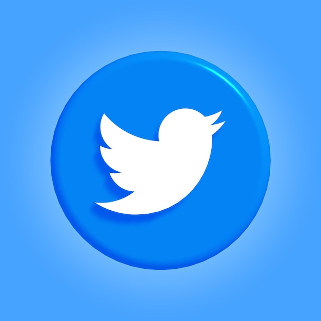 Rendu de l'icône Twitter 3d des médias sociaux avec un fond transparent Illustration de l'icône Twitter 3d