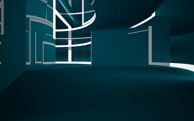 rendu d'illustration 3D intérieur turquoise lisse