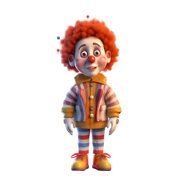 Rendu numérique 3D d'un clown drôle avec une coiffure afro