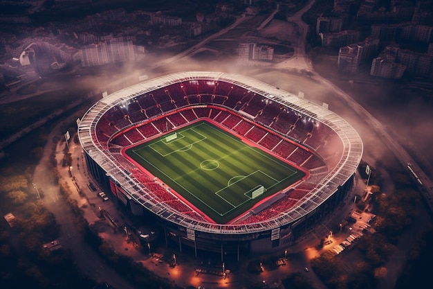 Un rendu numérique d'un stade de football avec le mot "unis" sur le côté.