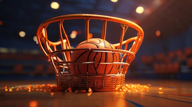 Photo rendu d'un panier de basket coloré décoré