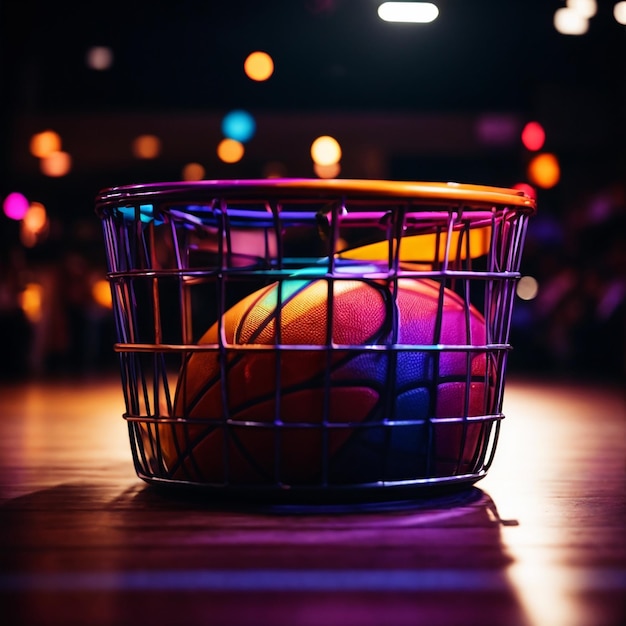 Rendu d'un panier de basket coloré décoré