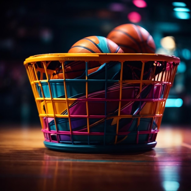 Rendu d'un panier de basket coloré décoré