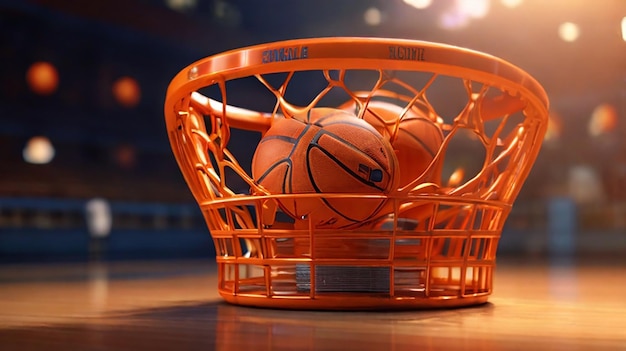 Rendu d'un panier de basket coloré décoré