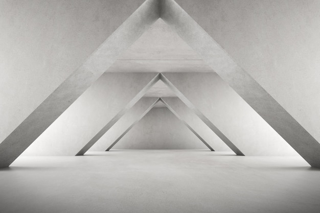 rendu d'une pièce en béton vide avec une ombre sur le mur.
