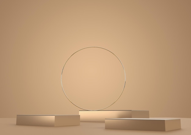 Rendu de podium 3d de fond d'or ou fond de base de texture Conception minimale vide