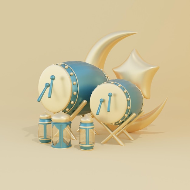 Rendu De Tambour 3d Ramadan Kareem