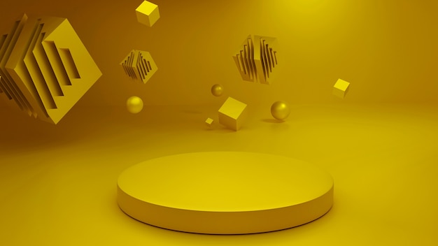 Rendus de scène d'or abstraites de plate-forme de rendu 3D.