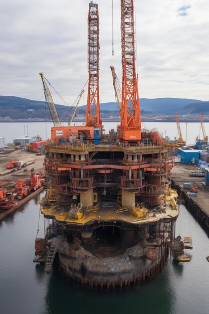 Photo réparation de la plate-forme pétrolière du chantier naval