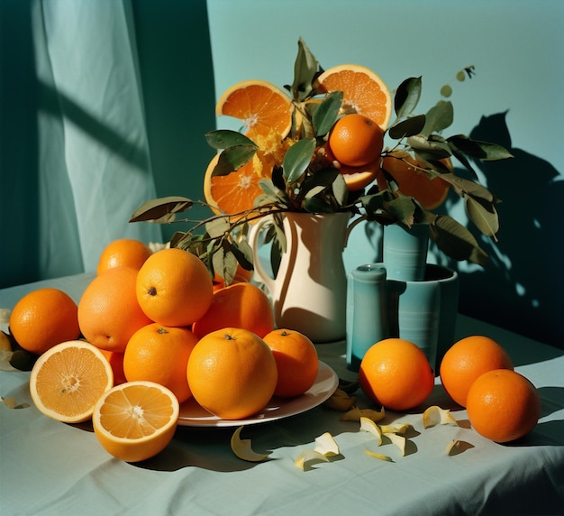 Repas alimentaire jus juteux frais sain vitamine oranges mûres couleur des fruits fraîcheur agrumes