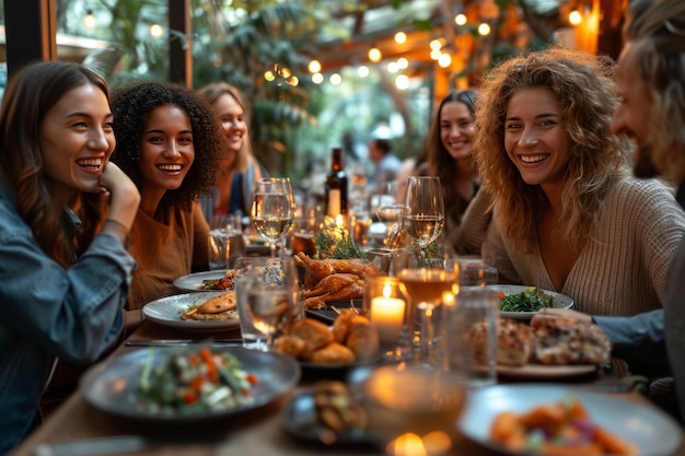 Repas aux chandelles entre amis