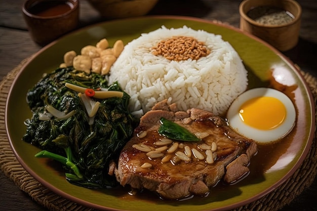 Le repas est merveilleux en Thaïlande et en Chine lorsqu'il est combiné avec des œufs de porc et des herbes
