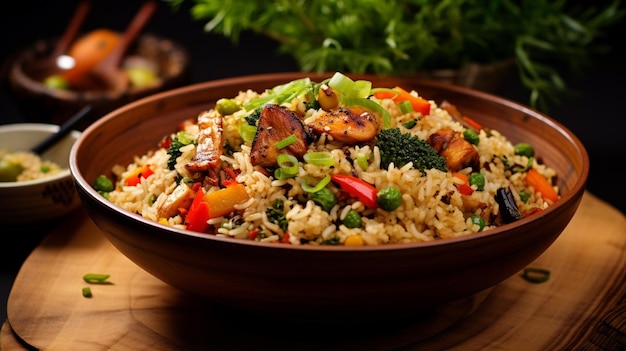 repas gastronomique fraîchement cuit riz frit avec des légumes