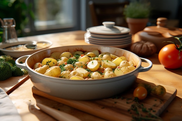 Repas sain IA génératif de pommes de terre avec des légumes dans un bol