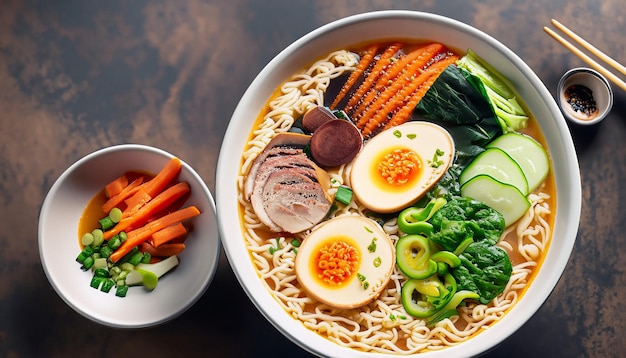 Repas sain Soupe Ramen aux légumes frais