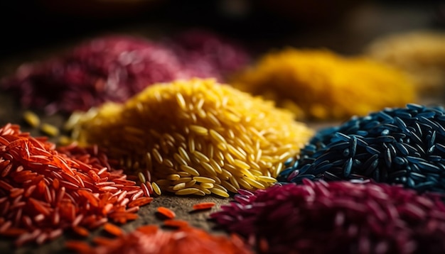 Un repas sain de variation colorée de riz et de pâtes biologiques généré par l'IA