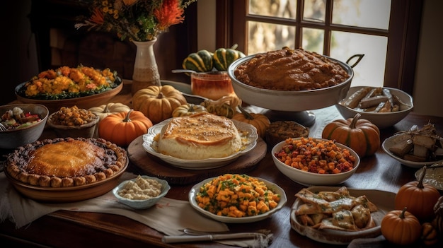 Repas de Thanksgiving avec toutes les IA classiques générées