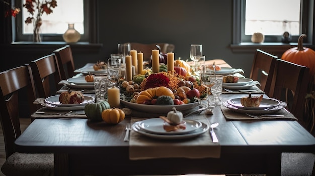 Repas de Thanksgiving avec toutes les IA classiques générées