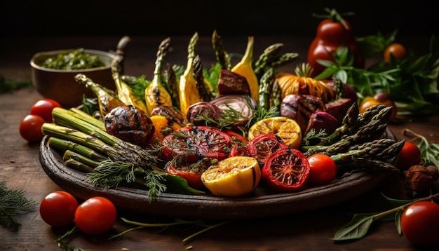 Repas végétarien sain avec des ingrédients biologiques frais générés par l'IA