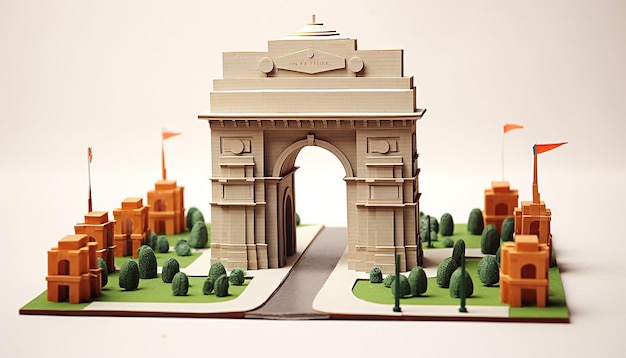 Photo réplique miniature de la porte de l'inde générée par l'intelligence artificielle