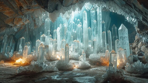 Un repos silencieux dans une caverne de cristaux