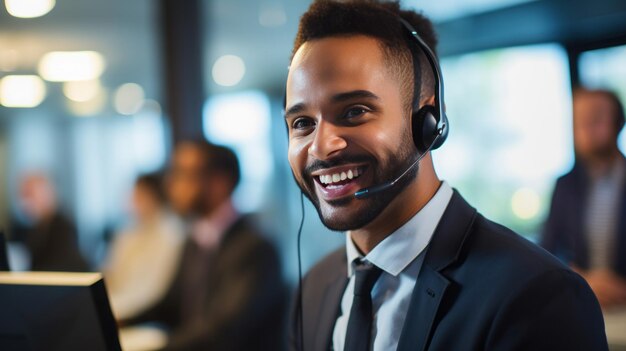 Photo représentant du service à la clientèle souriant