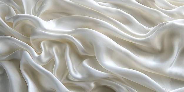 Représentant un fond élégant de tissu de soie blanche avec des plis et des ondes du matériau tex blanc doux