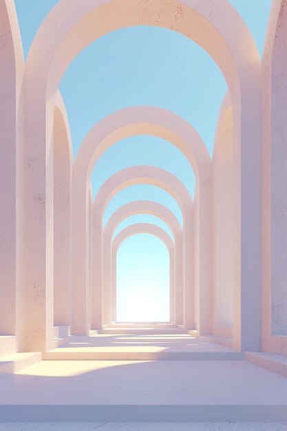 Photo représentation 3d minimaliste d'une série d'arches