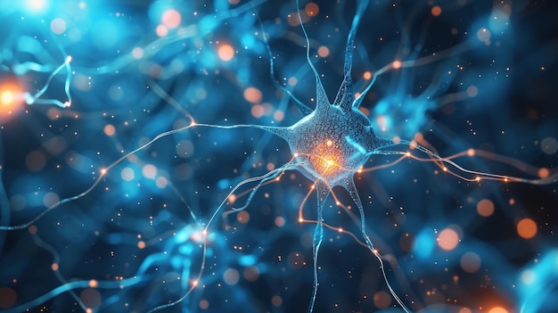 Une représentation abstraite de l'IA avec des neurones et des connexions de circuits