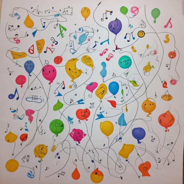 Photo une représentation abstraite de notes de musique ou de formes de ballons