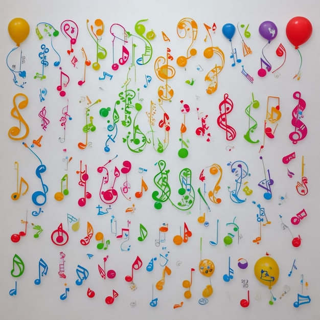 Photo une représentation abstraite de notes de musique ou de formes de ballons