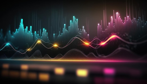 Une représentation abstraite des ondes sonores et des fréquences musicales Generative AI