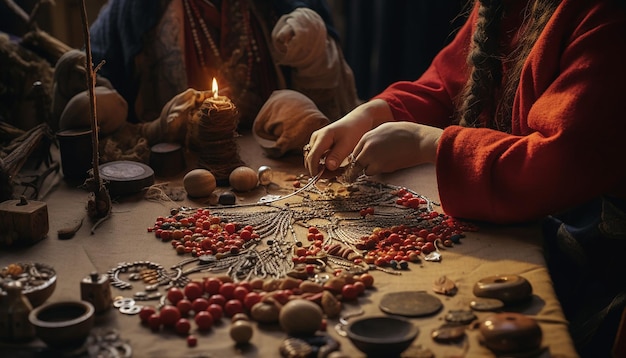 une représentation artistique en 3D d'une séance d'artisanat de Martisor