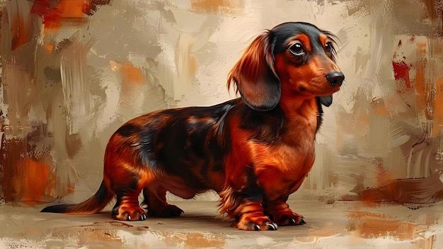 Photo représentation artistique moderne d'un chien dachshund concept dachshund art moderne représentation artistique des races de chiens art contemporain
