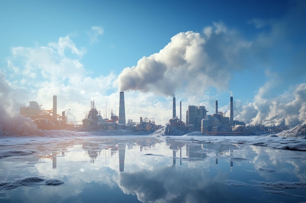 Une représentation artistique d'une usine émettant de l'air génératif