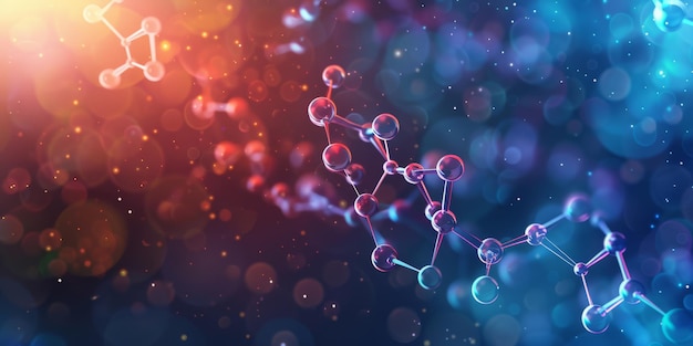 Une représentation colorée d'une structure moléculaire dans un contexte scientifique abstrait