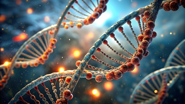 Représentation détaillée de l'ADN Développement et réplication mettant en évidence la duplication de l'information génétique